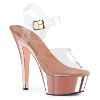 Pleaser KISS-208 - Clear/Rose Gold