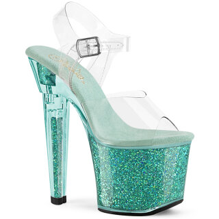 Pleaser LOVESICK-708SG - Clear/Aqua