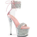 Pleaser SKY-327RSI - Silver/Baby Pink