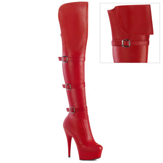 Pleaser DELIGHT-3018 - Faux Leather Red