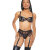 Darque Mesh/Vinyl Lingerie Set 3-Piece - Black