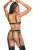 Darque Mesh/Vinyl Lingerie Set 3-Piece - Black