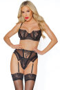 Coquette Mesh Garter Belt - Black