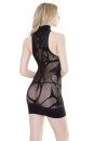 Coquette Neckholder Fishnet Mini Dress - Black