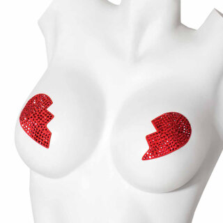 Coquette Rhinestone Nipple Pasties - Red