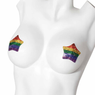 Coquette Rhinestone Nipple Pasties - Rainbow