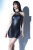 Darque Wetlook Neckholder Mini Dress with Mesh - Black Matte