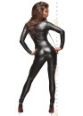 Noir Handmade Powerwetlook Catsuit F162 with leash - Black