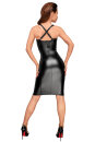 Noir Handmade Power Wet Look Dress F180 with Lattice Inserts