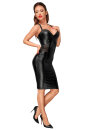 Noir Handmade Power Wet Look Dress F180 with Lattice Inserts