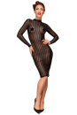 Noir Handmade Transparent Striped Dress F182 - Black