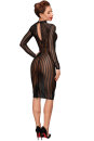 Noir Handmade Transparent Striped Dress F182 - Black