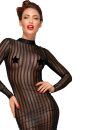 Noir Handmade Transparent Striped Dress F182 - Black