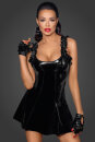 Noir Handmade Mini Dress with Ruffles F248 - Black