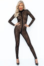 Noir Handmade Leopard Mesh Long Sleeve Catsuit F285