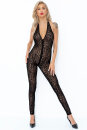 Noir Handmade Leopard Mesh Neckholder Catsuit F286