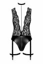 Noir Handmade Garter Bodysuit with Lace LIBIDO F297