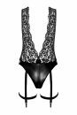 Noir Handmade Garter Bodysuit with Lace LIBIDO F297