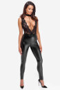 Noir Handmade Wetlook Catsuit with Lace LIBIDO F298