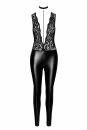 Noir Handmade Wetlook Catsuit with Lace LIBIDO F298