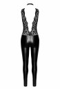 Noir Handmade Wetlook Catsuit with Lace LIBIDO F298