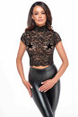 Noir Handmade Lace Top with high collar F303