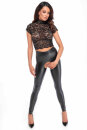 Noir Handmade Lace Top with high collar F303