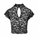 Noir Handmade Lace Top with high collar F303