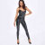 Noir Handmade Wetlook Catsuit with rhinestone chain F306