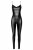 Noir Handmade Wetlook Catsuit with rhinestone chain F306