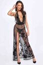 Noir Handmade Long Halter-Neck Mesh Dress DIVINITY F312