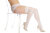 Coquette Hold-Up Stockings with Floral Top - White