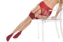 Coquette Thigh High Stockings with Seam - Nude/Merlot