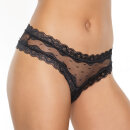 Coquette Ouvert Tulle String with Lace - Black