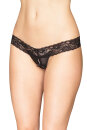 Coquette Ouvert Lace Thong - Black