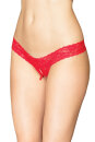 Coquette Ouvert Lace Thong - Red