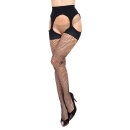 Glamory Lattice Net Suspender Tights MESH OUVERT - Black