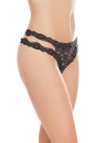 Coquette Lace Thong Ouvert - Black