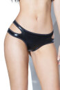 Darque Cut Out Wetlook Panty Crotchless - Black