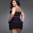 Coquette Corsage with Ruffle Hem - Black/Purple