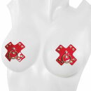 Coquette Studs Cross Nipple Pasties - Red Shiny