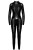 Noir Handmade Powerwetlook Catsuit with metal ring CAGED F319