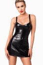 Noir Handmade Powerwetlook Mini Dress with Metall Ring F320