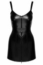 Noir Handmade Powerwetlook Mini Dress with Metall Ring F320