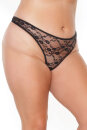 Coquette Tulle Thong with Lace - Black