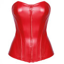 Noir Handmade Powerwetlook Corset Top MYSTERIA F355 - Red