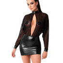 Noir Handmade Powerwetlook Mini Dress with Mesh OPIUM F348