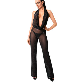 Noir Handmade Neckholder Mesh Jumpsuit LUMINARA F350