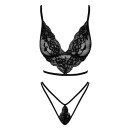 Kissable Lace Bustier and Thong Set FRENCH KISS - Black