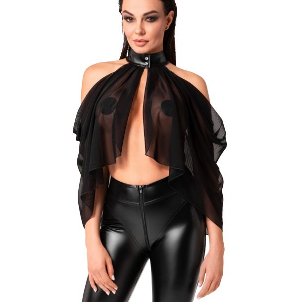 Mesh Bolero mit Wetlook Kragen OPIUM F349